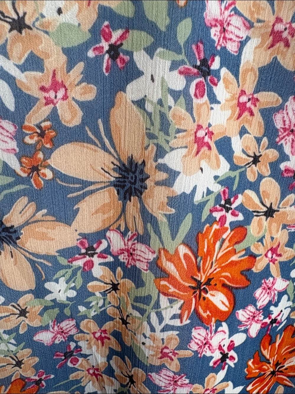 Orange and Blue Floral Long Sleeve Relaxed Blouse - Picture 9 of 13
